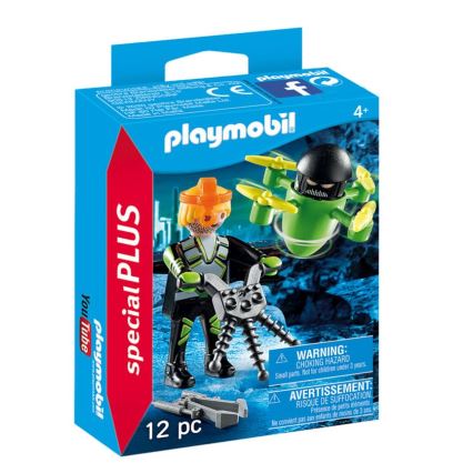Playmobil - Juego de construcción para niños agente con un dron 12 piezas
