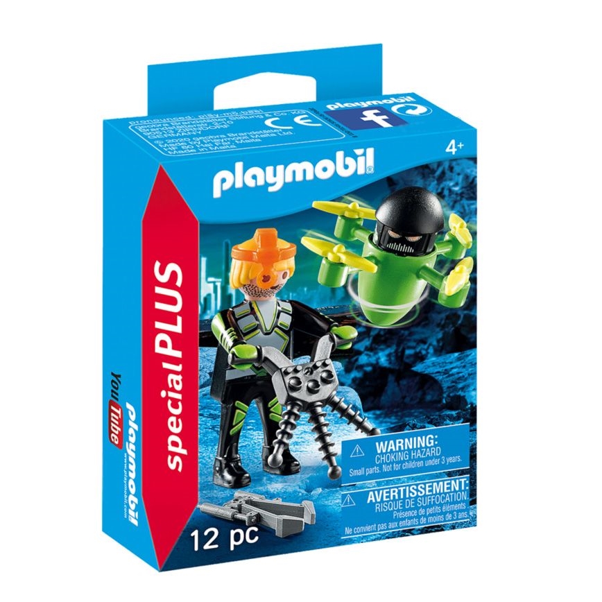 Playmobil - Juego de construcción para niños agente con un dron 12 piezas