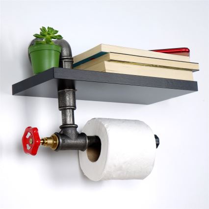 Portarrollos de papel higiénico con estante BORU negro