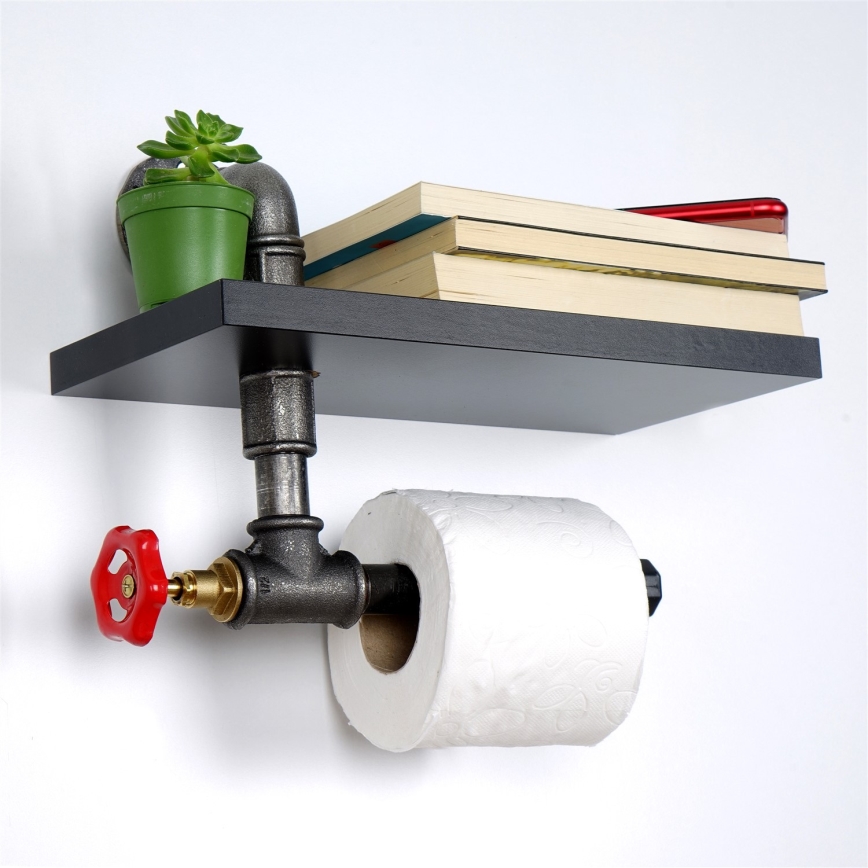Portarrollos de papel higiénico con estante BORU negro