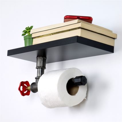 Portarrollos de papel higiénico con estante BORU negro