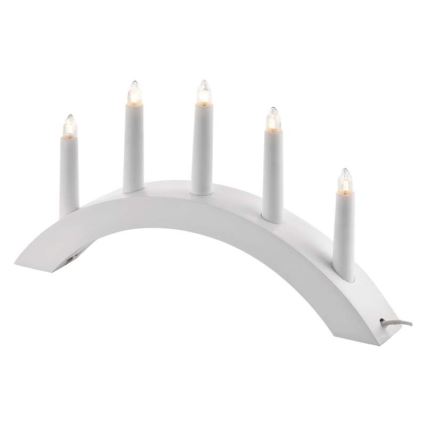Portavelas de Navidad 5xE10/15W/230V blanco