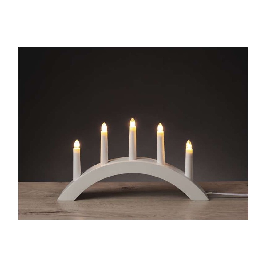 Portavelas de Navidad 5xE10/15W/230V blanco