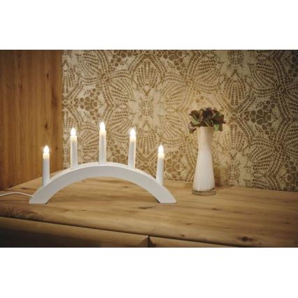 Portavelas de Navidad 5xE10/15W/230V blanco