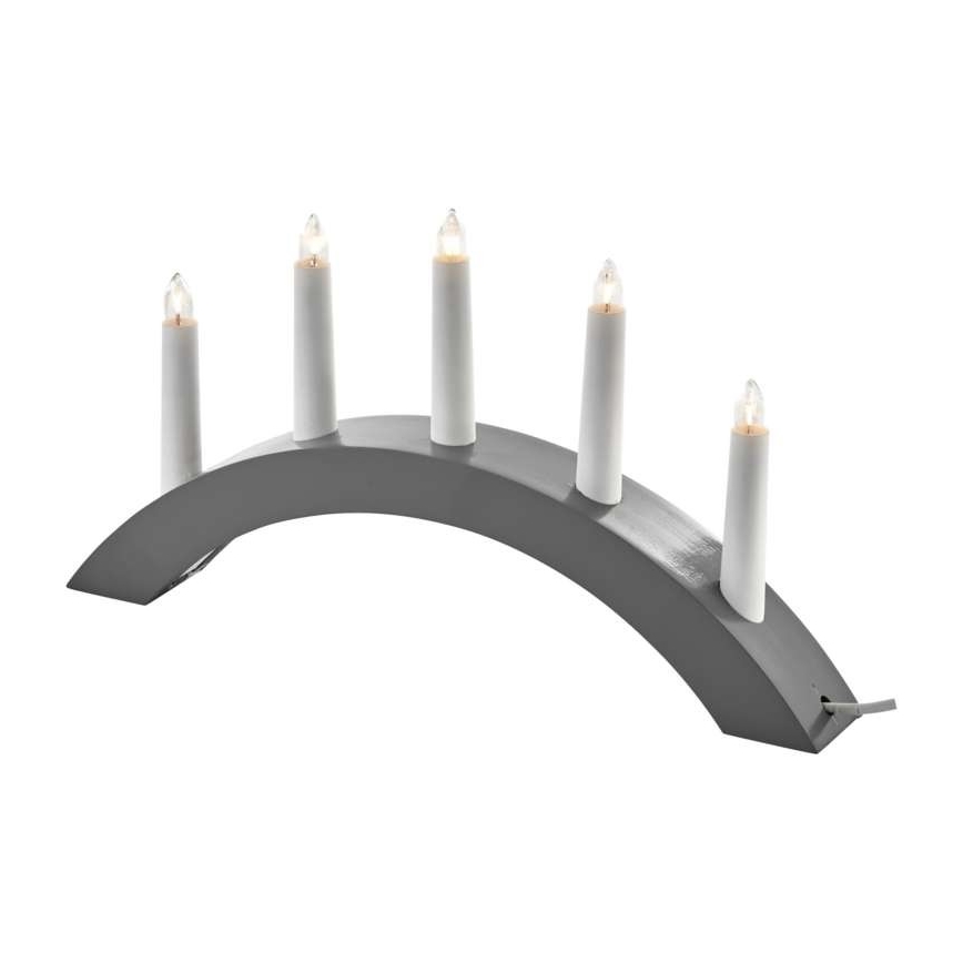 Portavelas de Navidad 5xE10/15W/230V gris