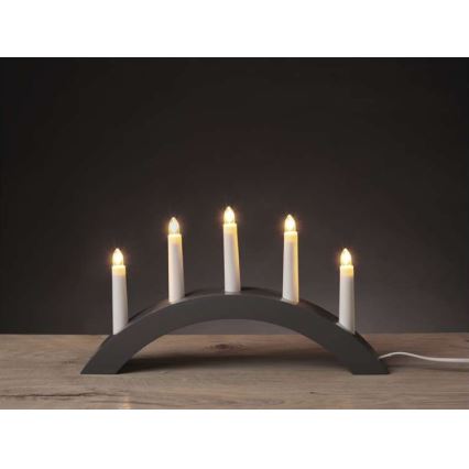 Portavelas de Navidad 5xE10/15W/230V gris