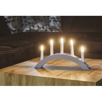 Portavelas de Navidad 5xE10/15W/230V gris