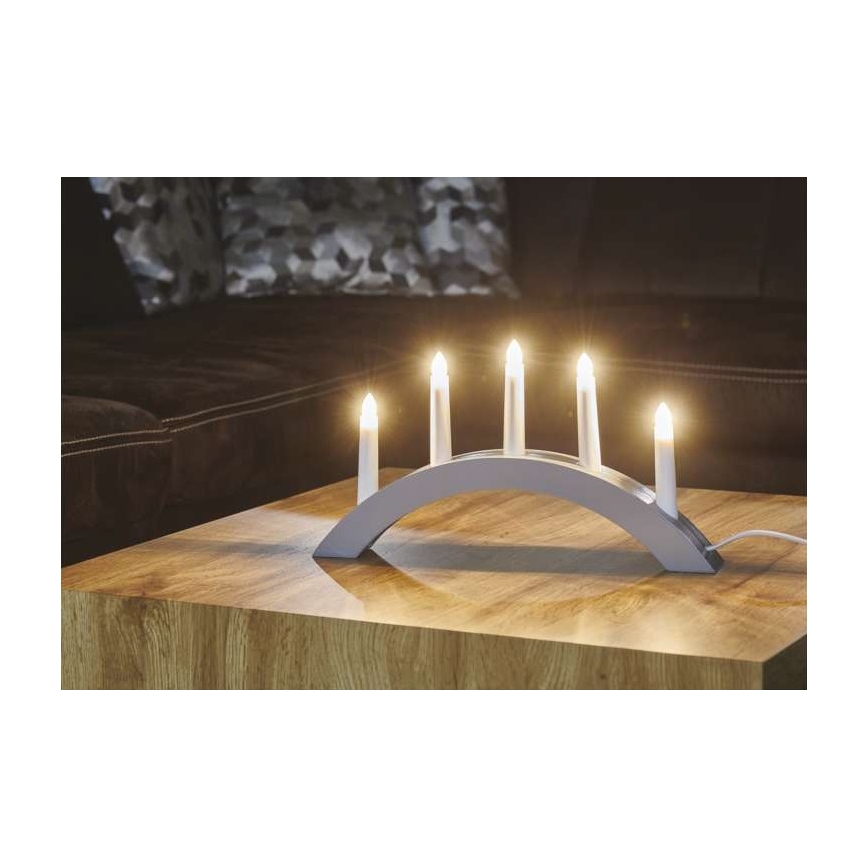 Portavelas de Navidad 5xE10/15W/230V gris