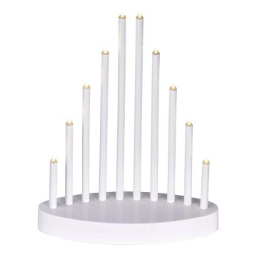Portavelas de Navidad LED 10xLED/3xAA blanco