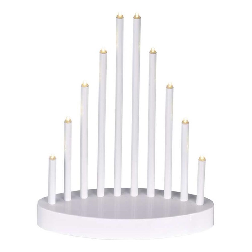 Portavelas de Navidad LED 10xLED/3xAA blanco