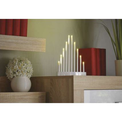Portavelas de Navidad LED 10xLED/3xAA blanco