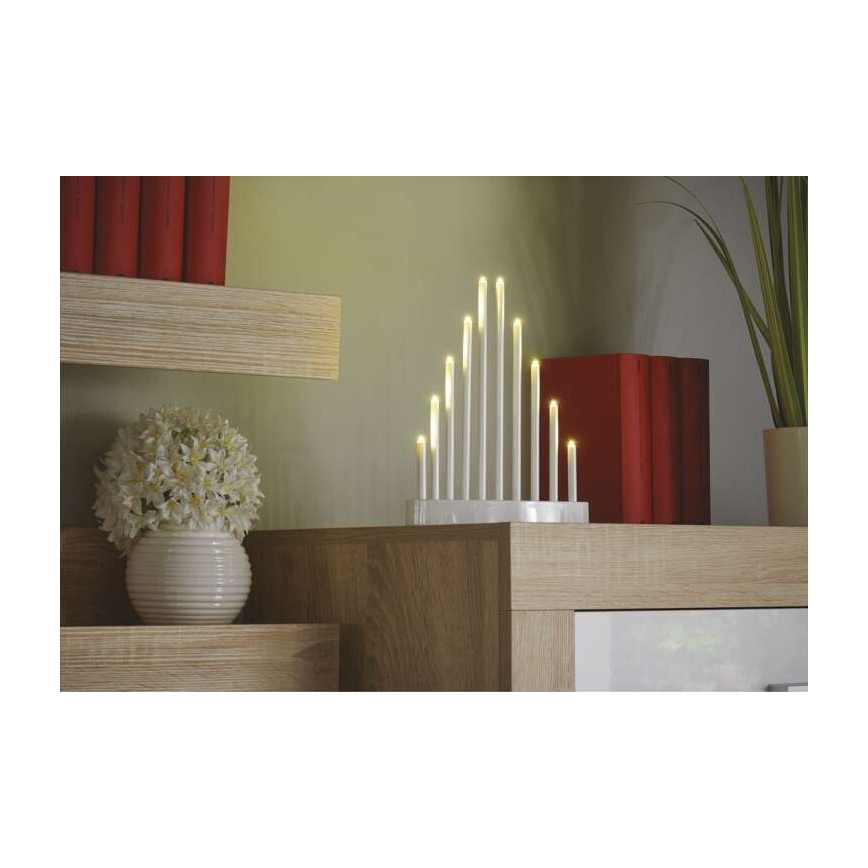 Portavelas de Navidad LED 10xLED/3xAA blanco