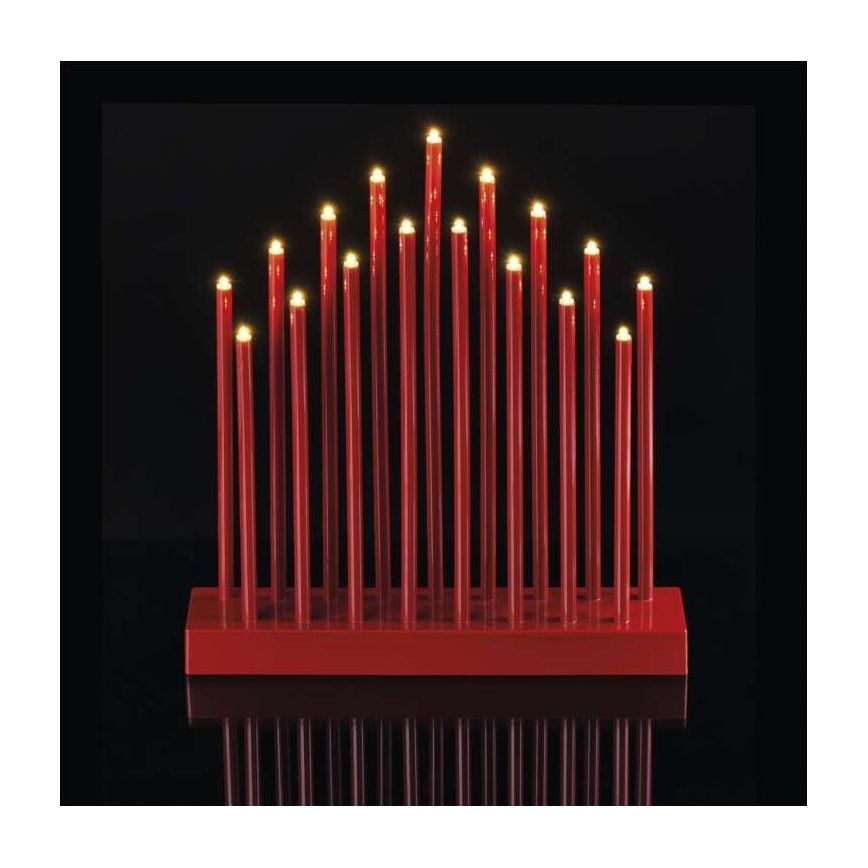 Portavelas de Navidad LED 17xLED/3xAA rojo