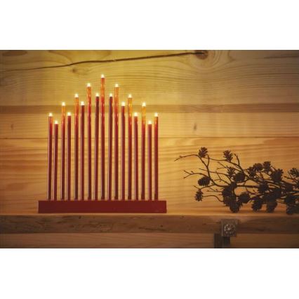Portavelas de Navidad LED 17xLED/3xAA rojo