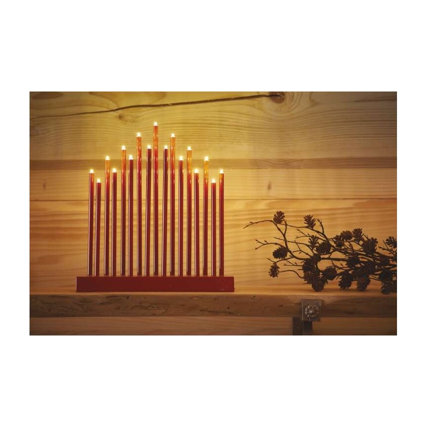 Portavelas de Navidad LED 17xLED/3xAA rojo
