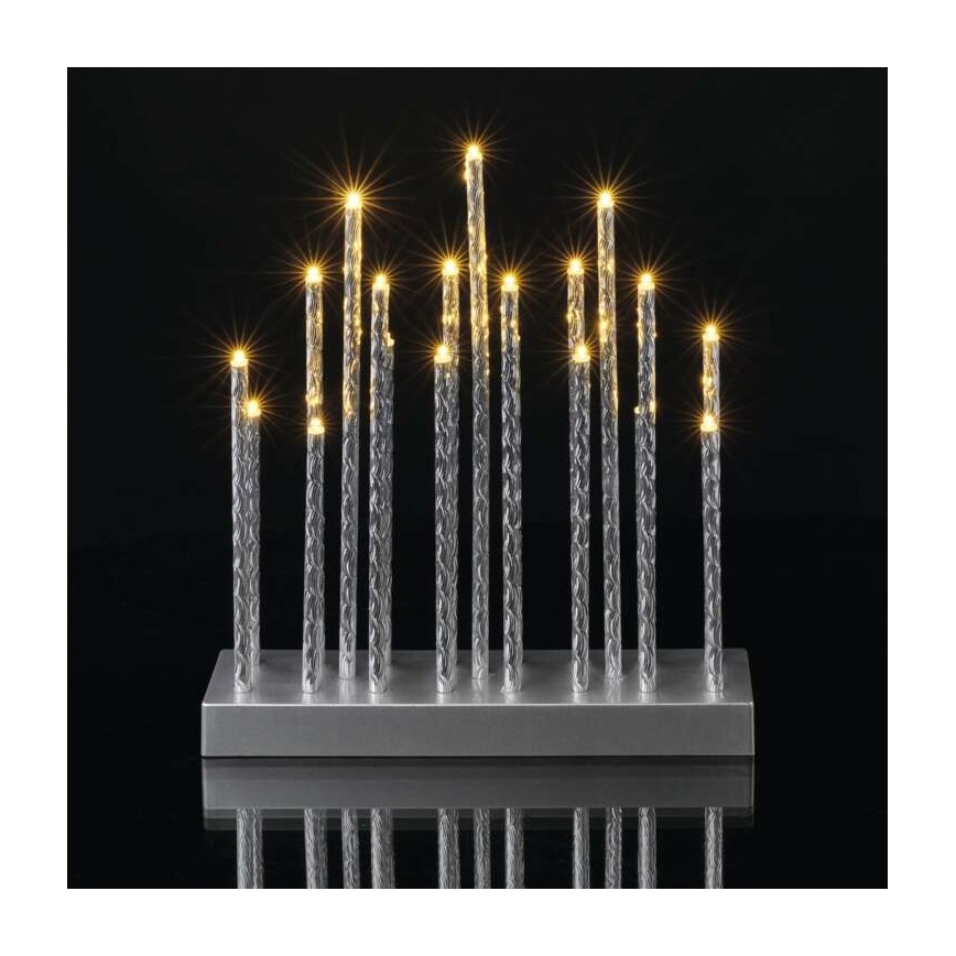 Portavelas de Navidad LED 19xLED/3xAA gris
