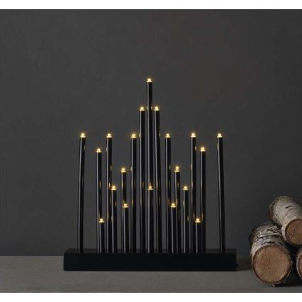 Portavelas de Navidad LED 20xLED/3xAA negro