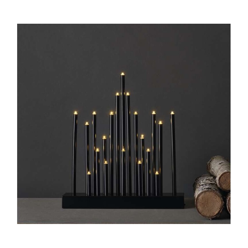 Portavelas de Navidad LED 20xLED/3xAA negro