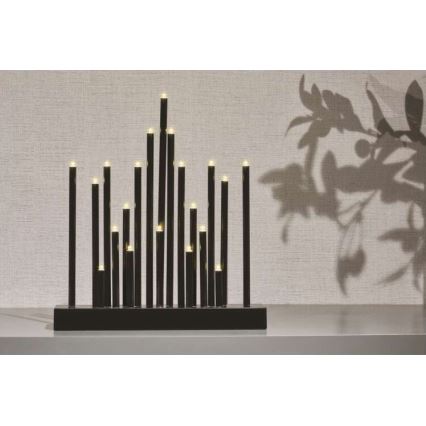 Portavelas de Navidad LED 20xLED/3xAA negro