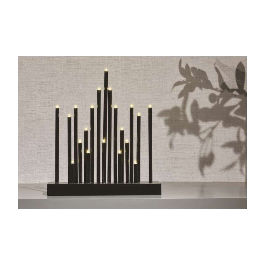 Portavelas de Navidad LED 20xLED/3xAA negro