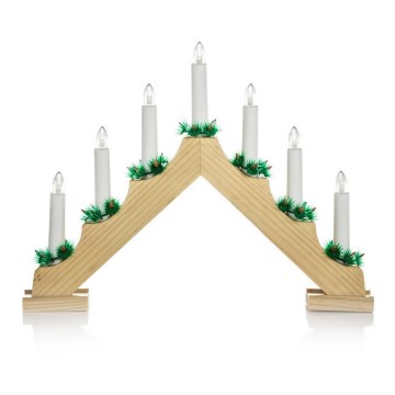 Portavelas de Navidad LED 7xLED/2,6W/230V madera