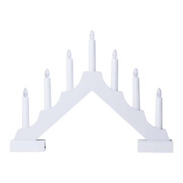 Portavelas de Navidad LED 7xLED/2xAA blanco
