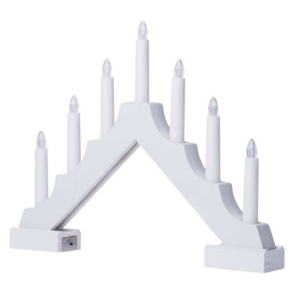 Portavelas de Navidad LED 7xLED/2xAA blanco