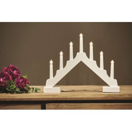 Portavelas de Navidad LED 7xLED/2xAA blanco