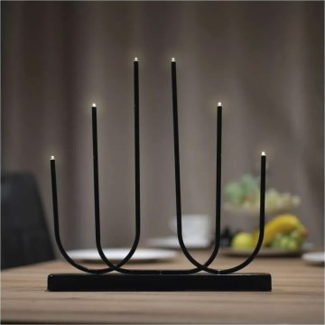 Portavelas navideño 6xLED/2xAA negro