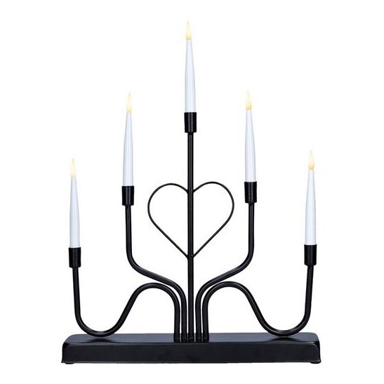 Portavelas navideño LED, 5 LEDs, funciona con 2 pilas AA, blanco cálido