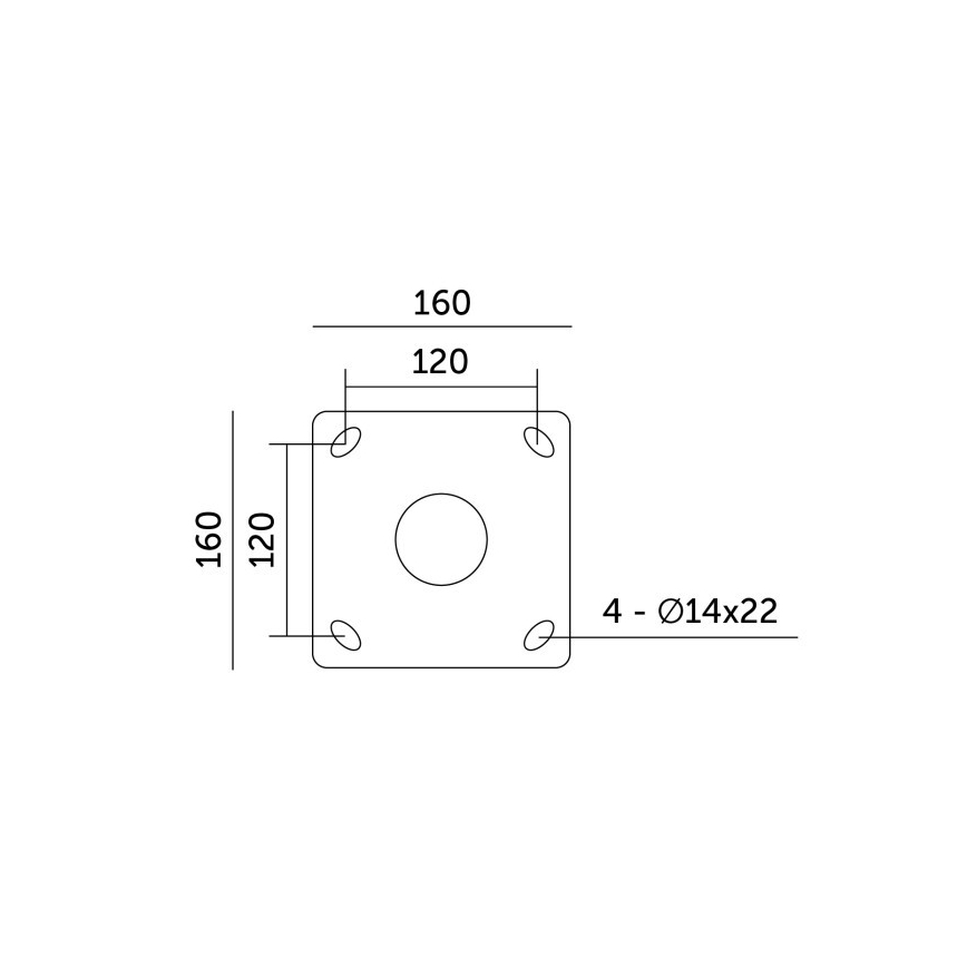 Poste metálico para alumbrado exterior BASE, 4 m, diámetro 60 mm, negro