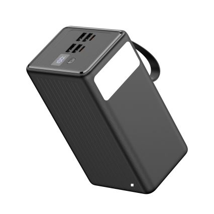 Power Bank 70000 mAh 20W Power Delivery 4xUSB-A + 2xUSB-C con Linterna LED con gancho e imán y USB-C cable 1m negro