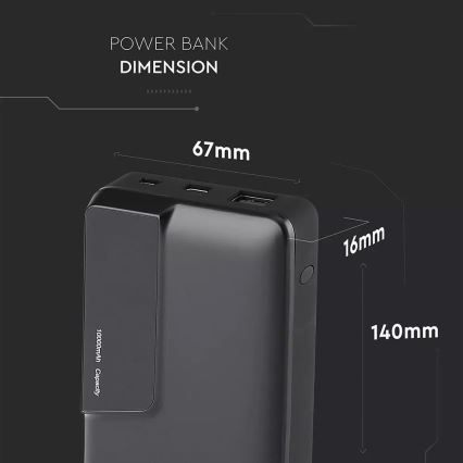 Power Bank con display 10000mAh/3,7V negro