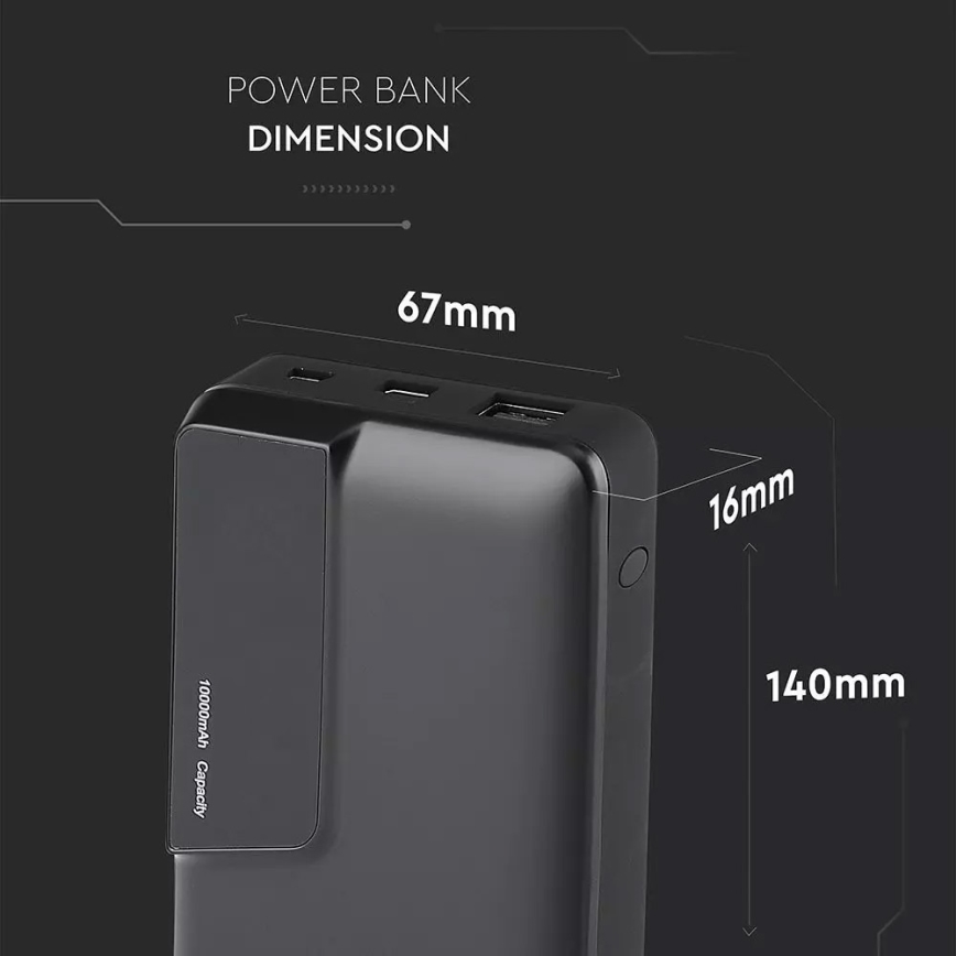 Power Bank con display 10000mAh/3,7V negro