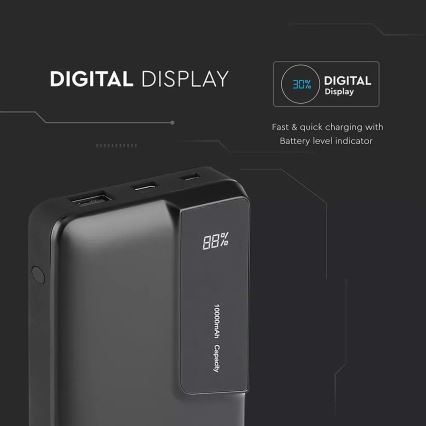 Power Bank con display 10000mAh/3,7V negro