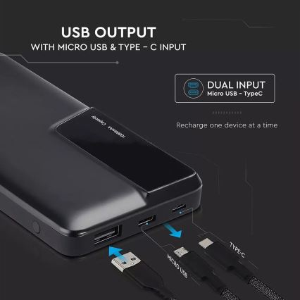 Power Bank con display 10000mAh/3,7V negro