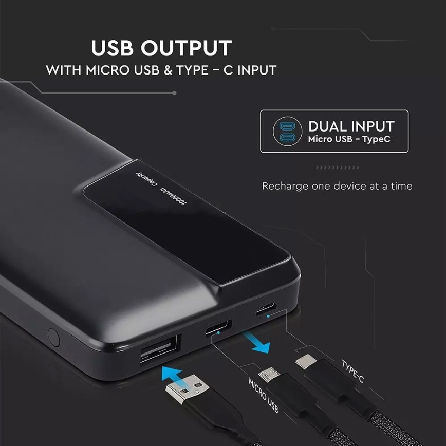 Power Bank con display 10000mAh/3,7V negro