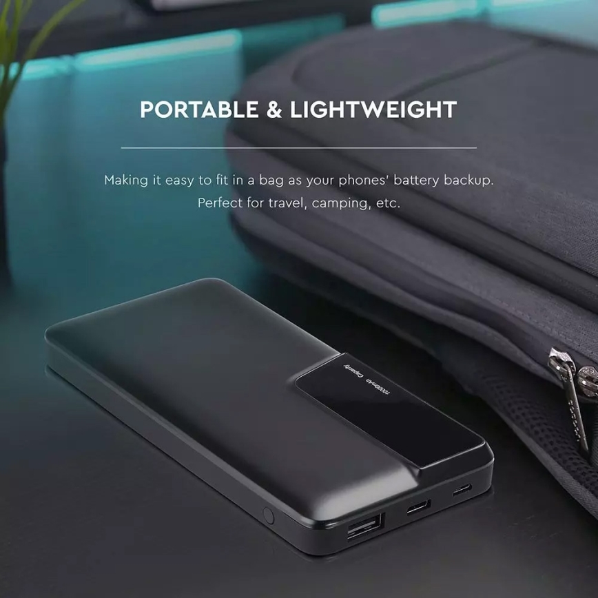 Power Bank con display 10000mAh/3,7V negro