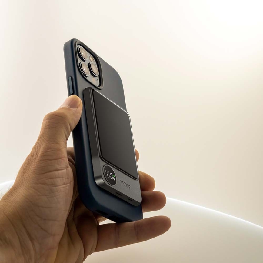 Power Bank con pantalla y cargador inalámbrico Power Delivery 10000mAh/20W/5V negro