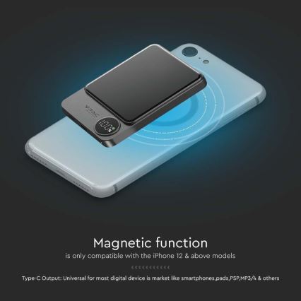 Power Bank con pantalla y cargador inalámbrico Power Delivery 10000mAh/20W/5V negro