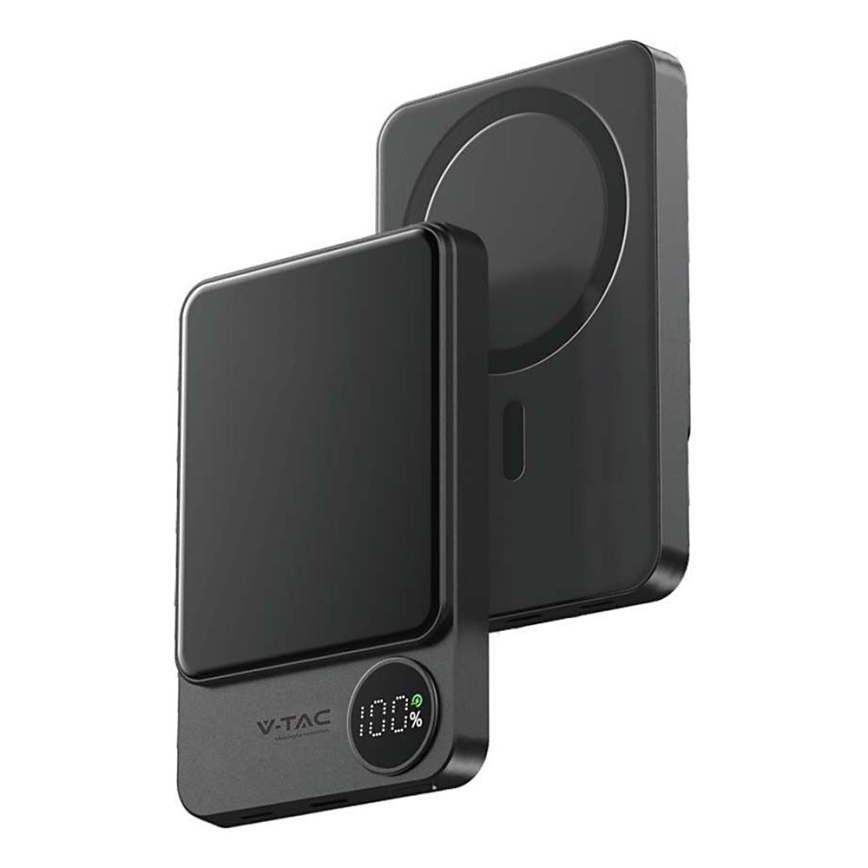 Power Bank con pantalla y cargador inalámbrico Power Delivery 10000mAh/20W/5V negro