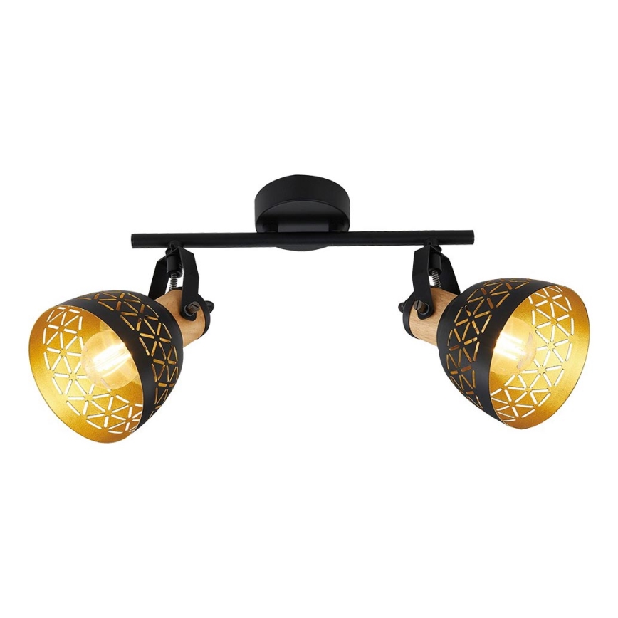 Prezent 27523 - Foco MESCALA 2xE14/40W/230V negro/árbol de caucho