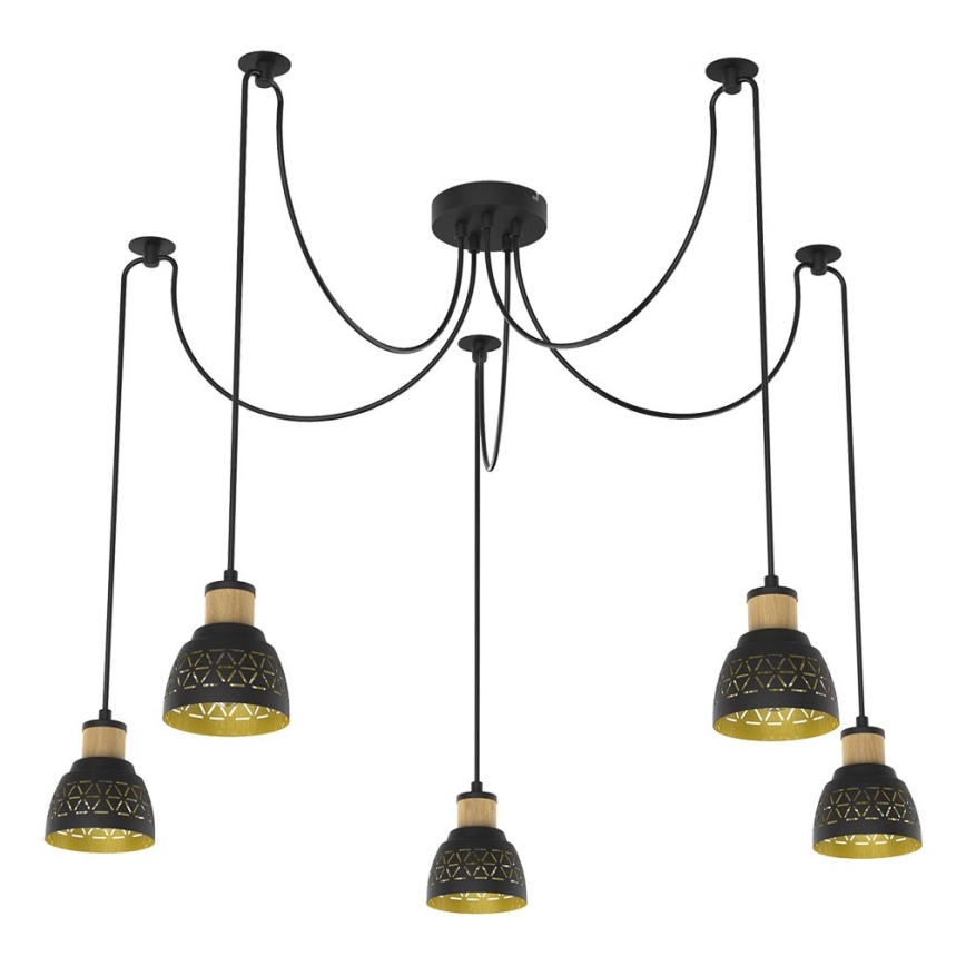 Prezent 27525 - Lámpara colgante MESCALA 5xE14/40W/230V araña negro/árbol de caucho