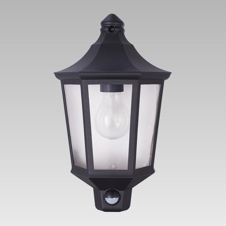 Prezent 31601 - Lámpara de exterior con sensor TULSA 1xE27/60W/230V IP44