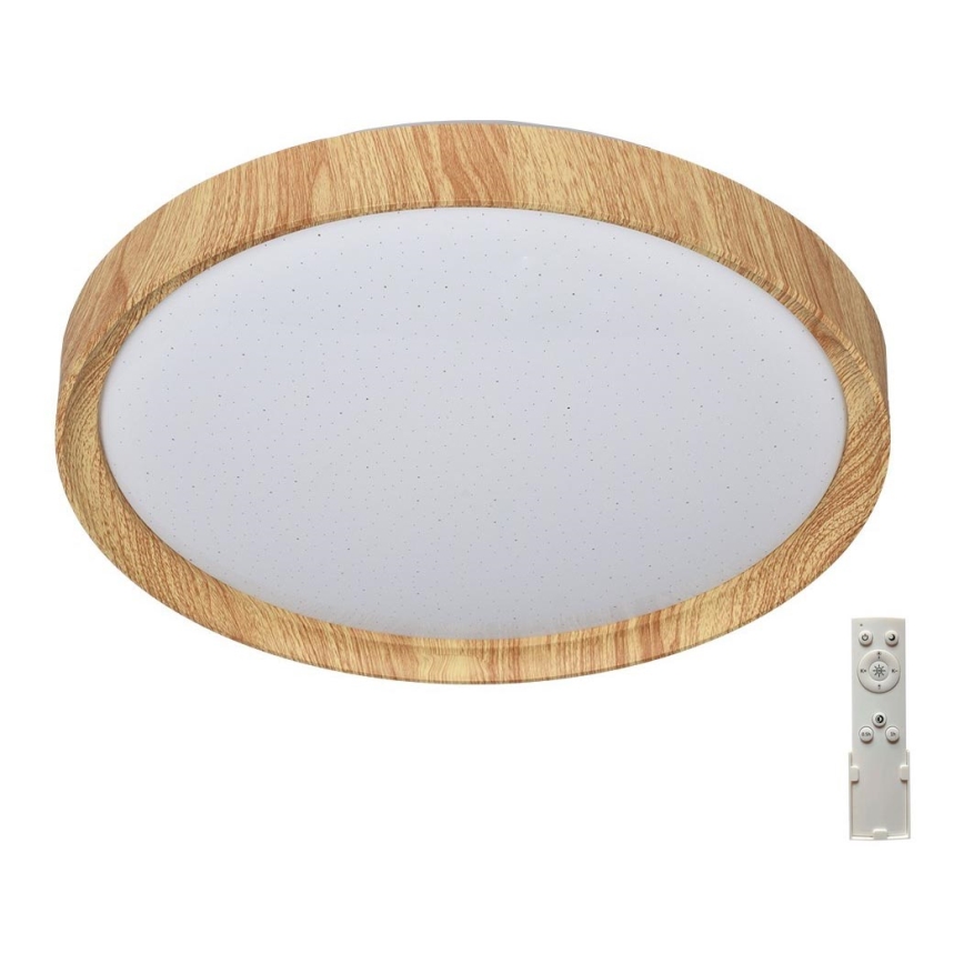 Prezent 71330 - Lámpara de techo LED regulable WOODEN LED/33W/230V 3000-6500K + mando a distancia