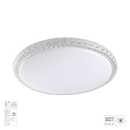 Prezent 71339 - Lámpara de techo LED regulable AMBIA LED/30W/230V 3000/4000/6500K Ø 39,5 cm transparente