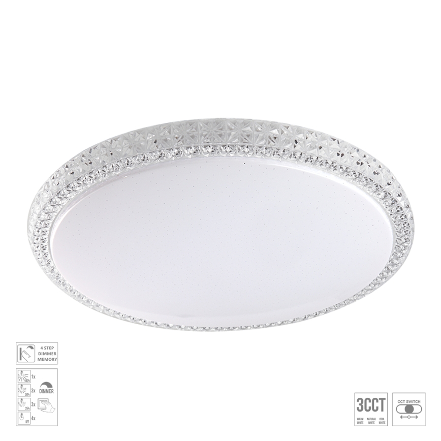 Prezent 71340 - Plafón LED regulable AMBIA LED/40W/230V 3000/4000/6500K Ø 49,5 cm transparente