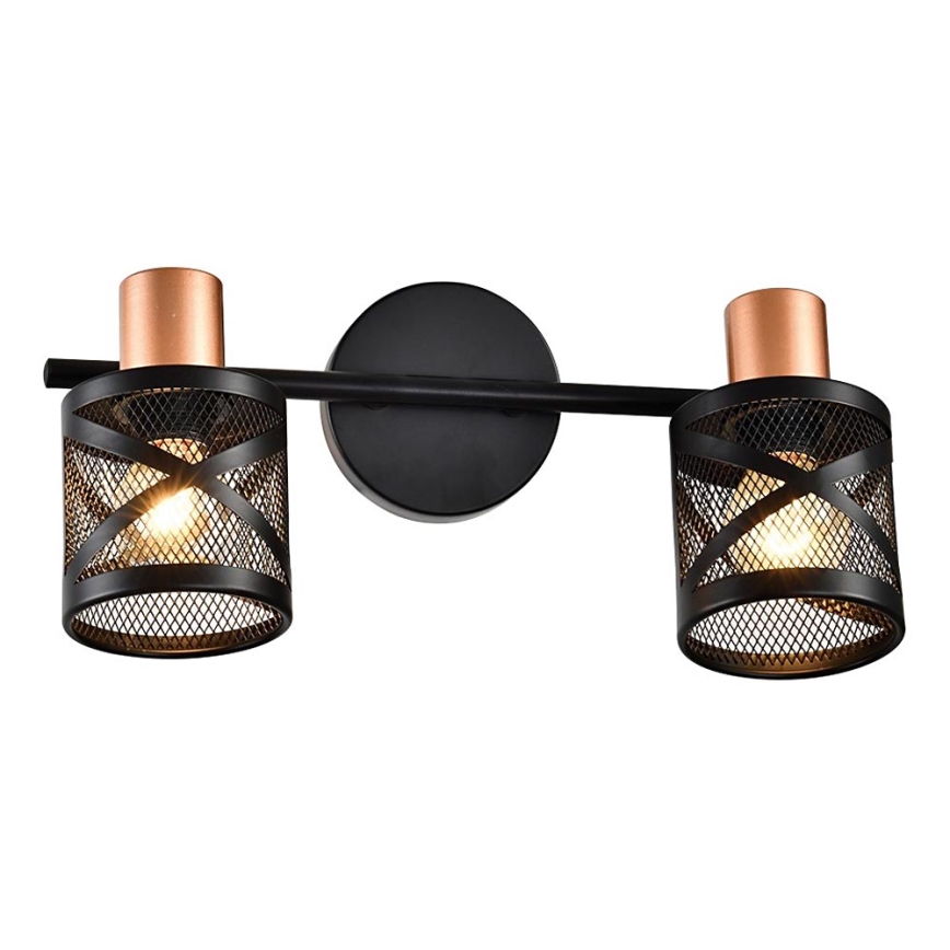 Prezent 75468 - Foco de pared ANTARES 2xE14/40W/230V negro/cobre