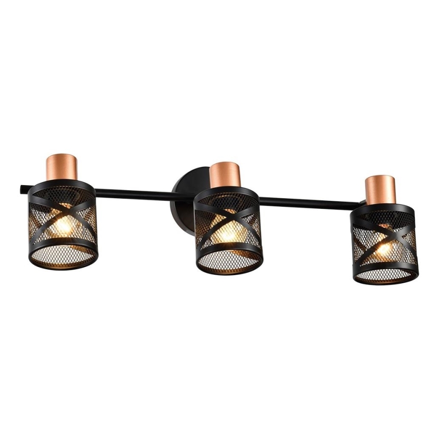 Prezent 75469 - Foco de pared ANTARES 3xE14/40W/230V negro/cobre