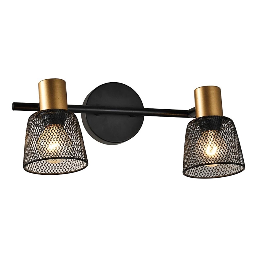 Prezent 75471 - Foco de pared DAYTONA 2xE14/40W/230V negro/dorado